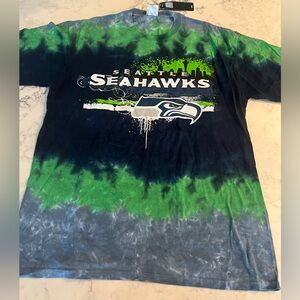 New Majestic Seattle Seahawks Blue & Green Tie-Dye T-Shirt Men’s XL
